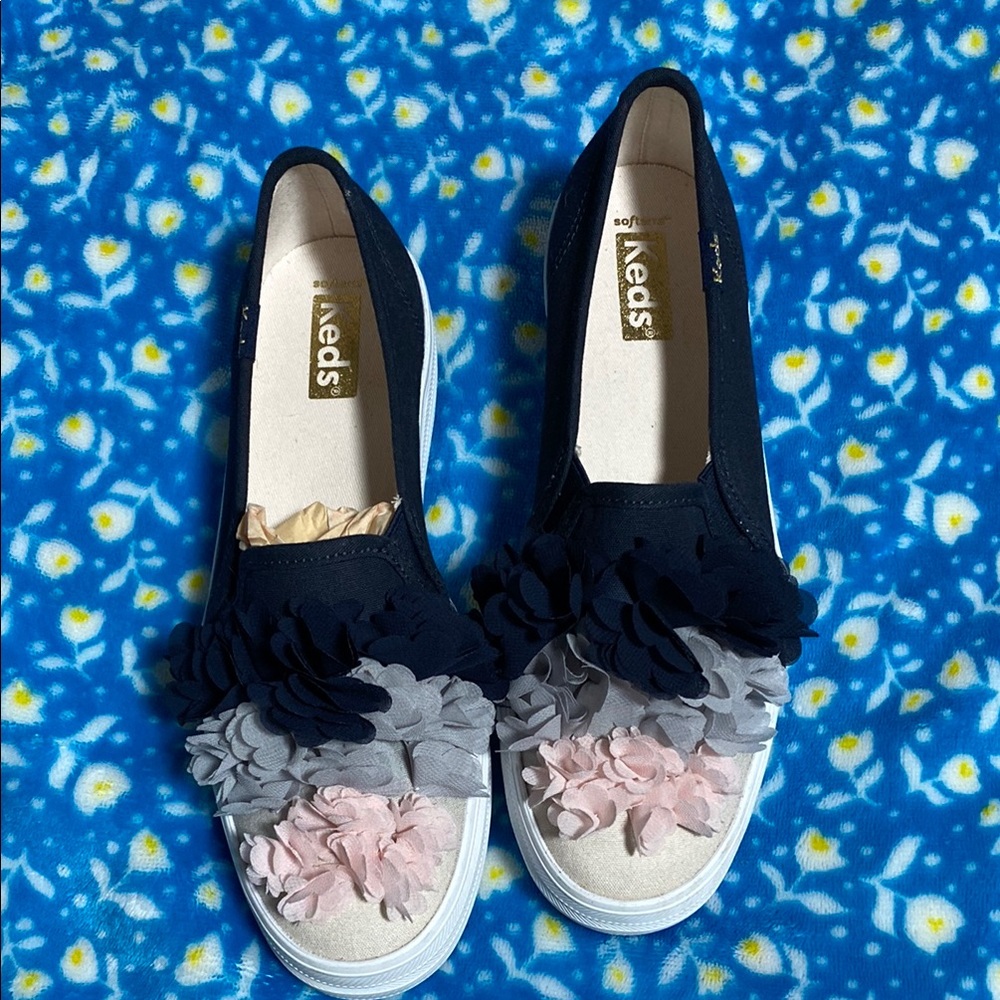 Keds Women's Floral Embellished Slip-On Shoes - Blue, Gray, Pink